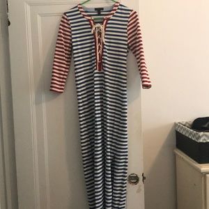 Jcrew stripe knit maxi dress.